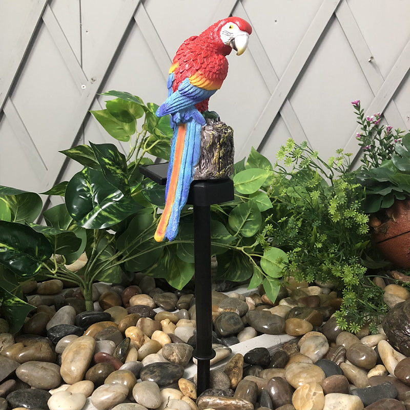 Parrot Shape Outdoor Solar Ground Light Resin Art Decor LED Stake Lighting, 1 Piece