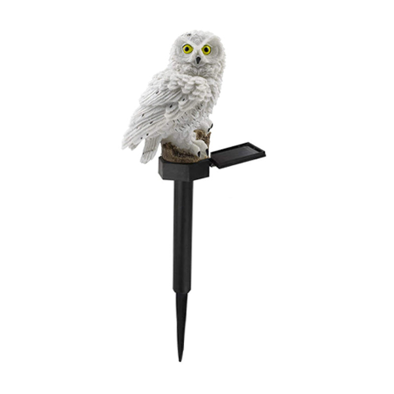 1 Piece Owl Resin LED Stake Light Modern Style White Solar Lawn Lighting for Courtyard