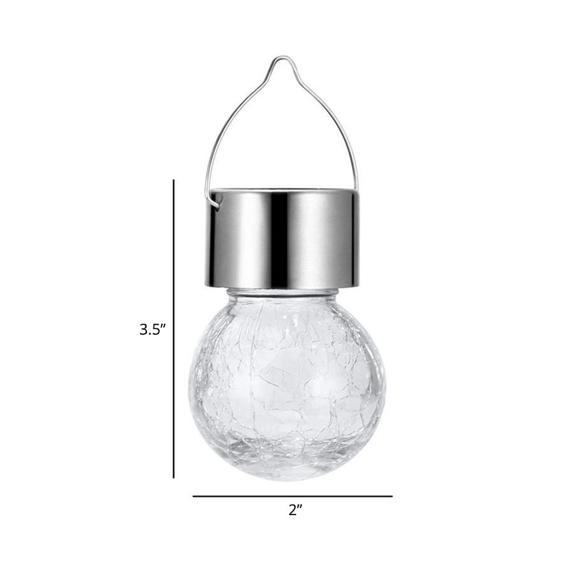 Globe Outdoor LED Pendant Light Clear Crackle Glass Minimalist Solar Hanging Lamp, 1 Piece