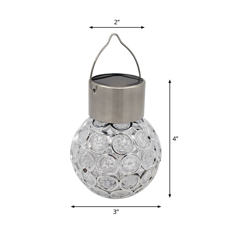 1 Piece Stainless-Steel Hollow Ball LED Hanging Light Modern Clear Solar Pendant Light
