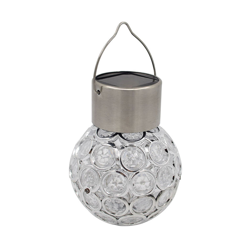 1 Piece Stainless-Steel Hollow Ball LED Hanging Light Modern Clear Solar Pendant Light