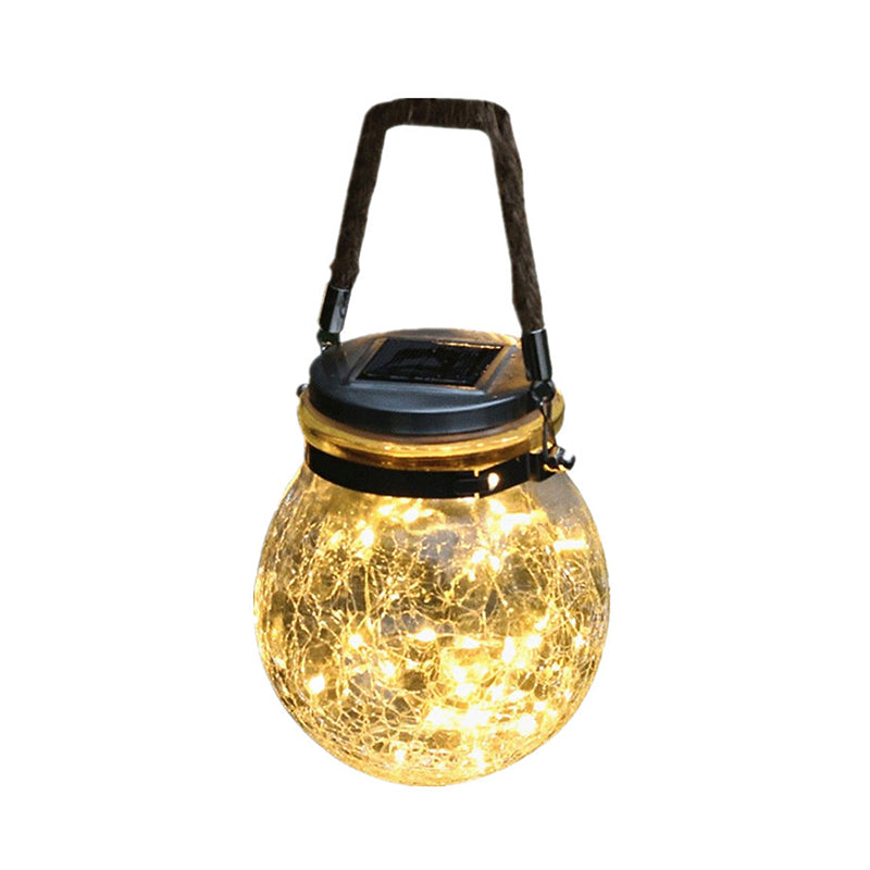 1 Pc Decorative Jar LED Suspension Light Clear Crackle Glass Outdoor Solar Pendant Light Fixture