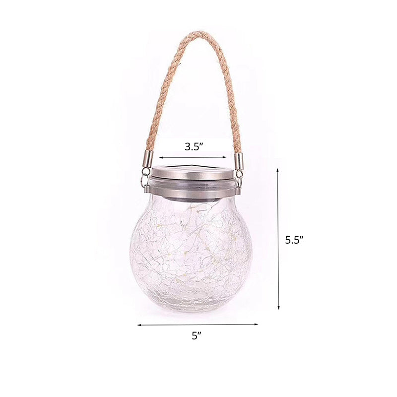 1 Pc Decorative Jar LED Suspension Light Clear Crackle Glass Outdoor Solar Pendant Light Fixture