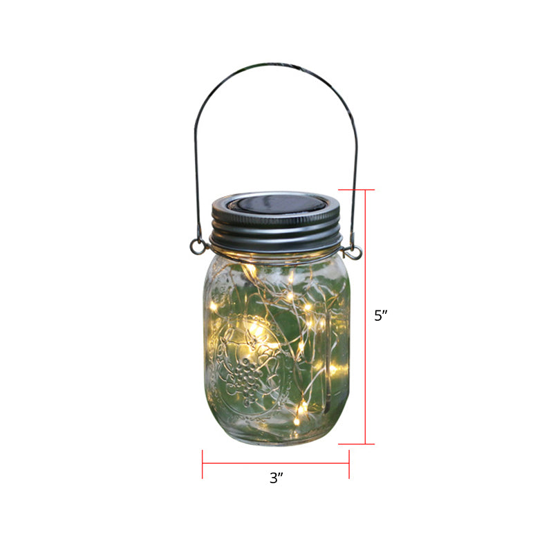 Mason Jar LED Suspension Light Decorative Clear Glass Outdoor Solar Pendant Light Fixture, 4 Pcs