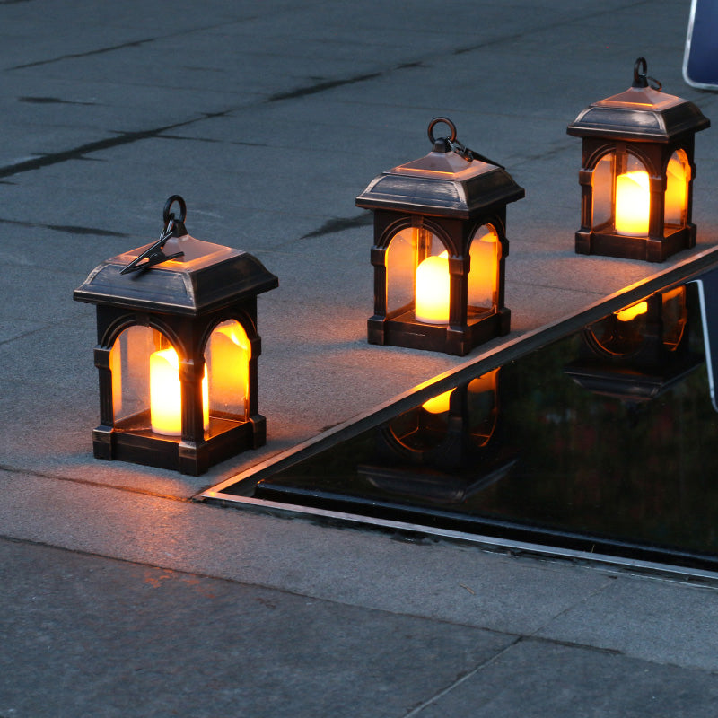 Candle Courtyard LED Pendant Lighting Plastic Art Decor Solar Powered Landscape Light, 2 Pcs