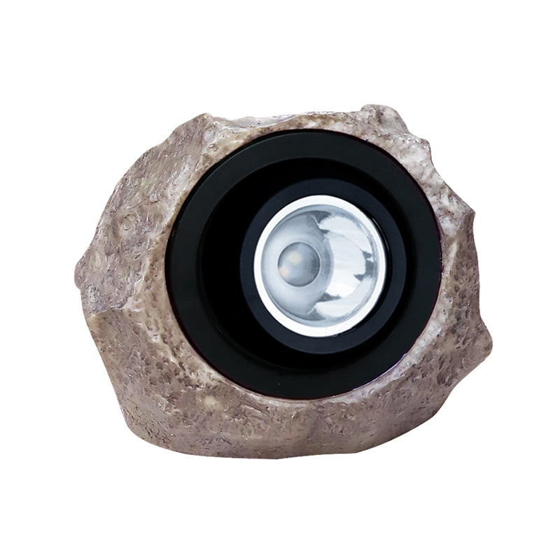 Resin Stone LED Lawn Spotlight Artistic Grey Solar Ground Light for Pathway, 1 Piece