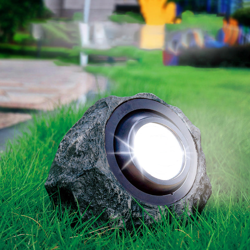 1 Piece Contemporary Stone Solar Lawn Lighting Resin Courtyard LED Ground Spotlight