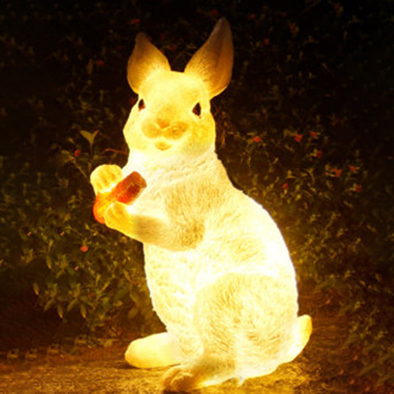 1 Piece Rabbit LED Lawn Light Minimalist Resin Courtyard Solar Ground Light in White