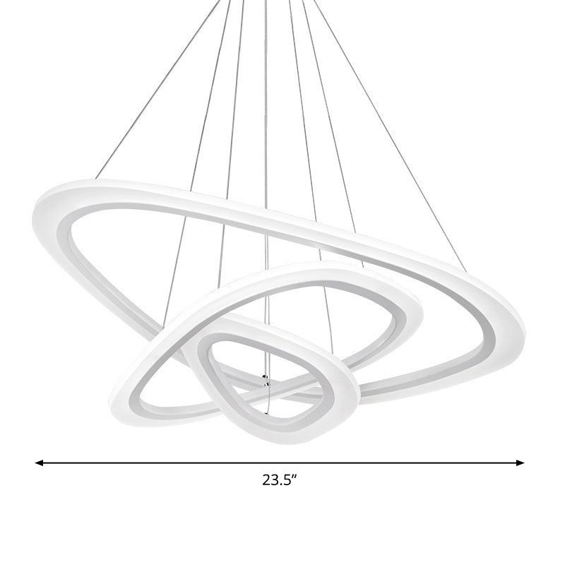 Dreiecksschleife geformte Kronleuchter Art Deco Acryl weiße Suspension Licht für das Restaurant