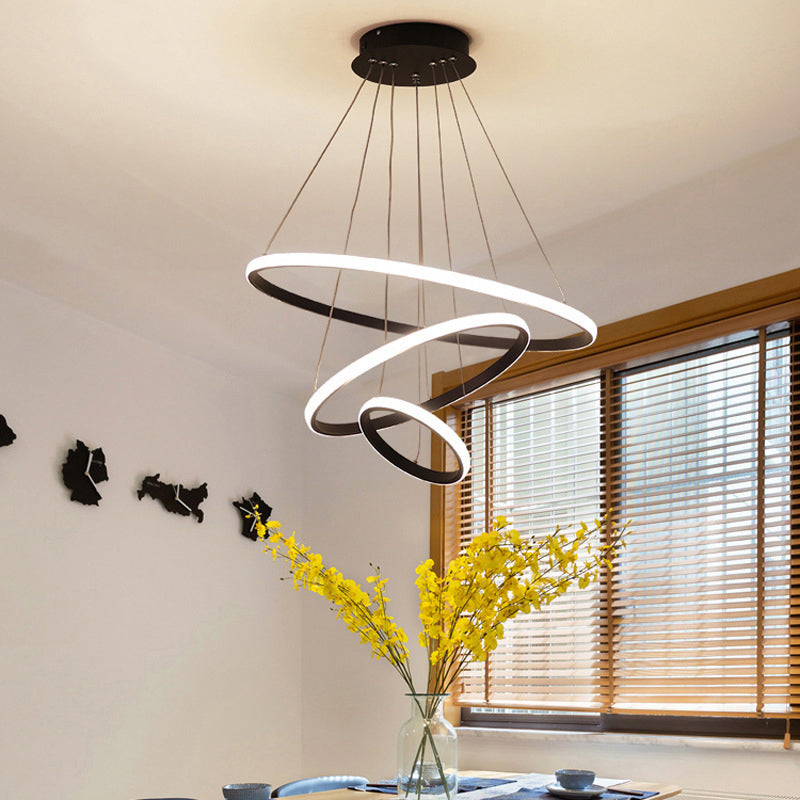 Lampada a sospensione del soffitto a LED a LED circolare Minalismo lampadario acrilico per sala da pranzo