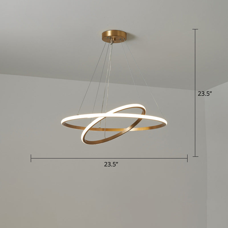 Moderno lampadario circolare a LEDelier Metal Metal Sospension Accensione in oro