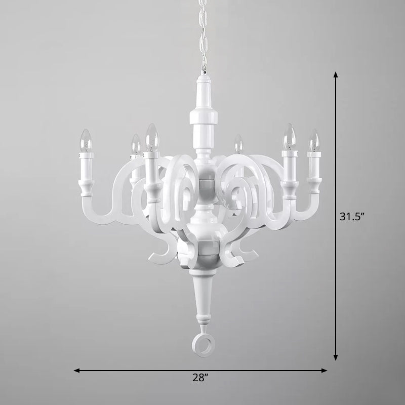 Weiße Kandelabra Kronleuchter Licht antike Metall 6 Lampen Wohnzimmer Anhänger Leuchte