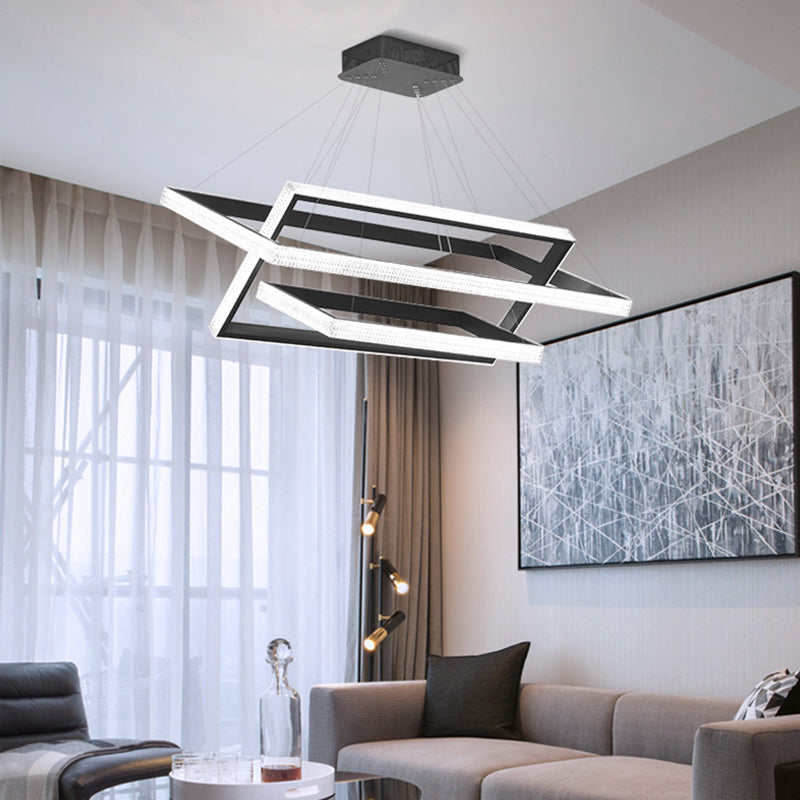 Luz de araña de araña rectangular de acrílico Luz contemporánea LED colgante de LED contemporáneo