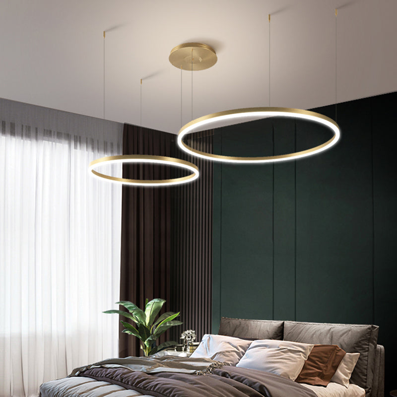 Metallic ring 2-laags kroonluchter hanger verlichting hedendaags goud led hangend licht