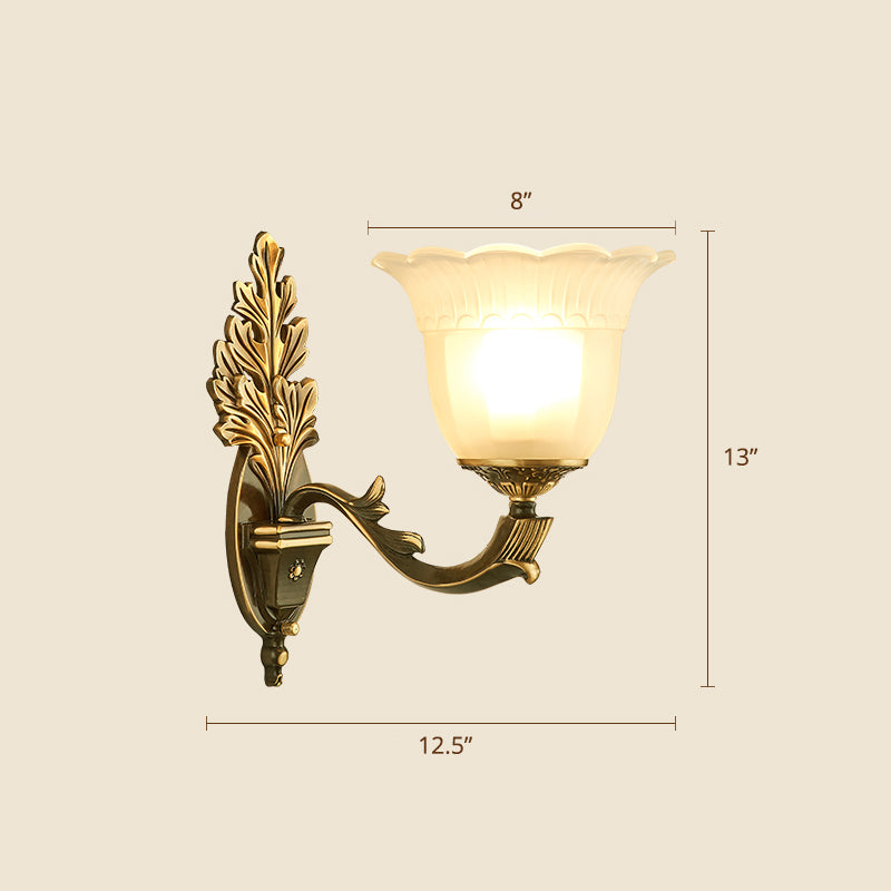 Frost Glass White Sconce Light Fixture Bell Shade Traditional Wall Lighting Ideas