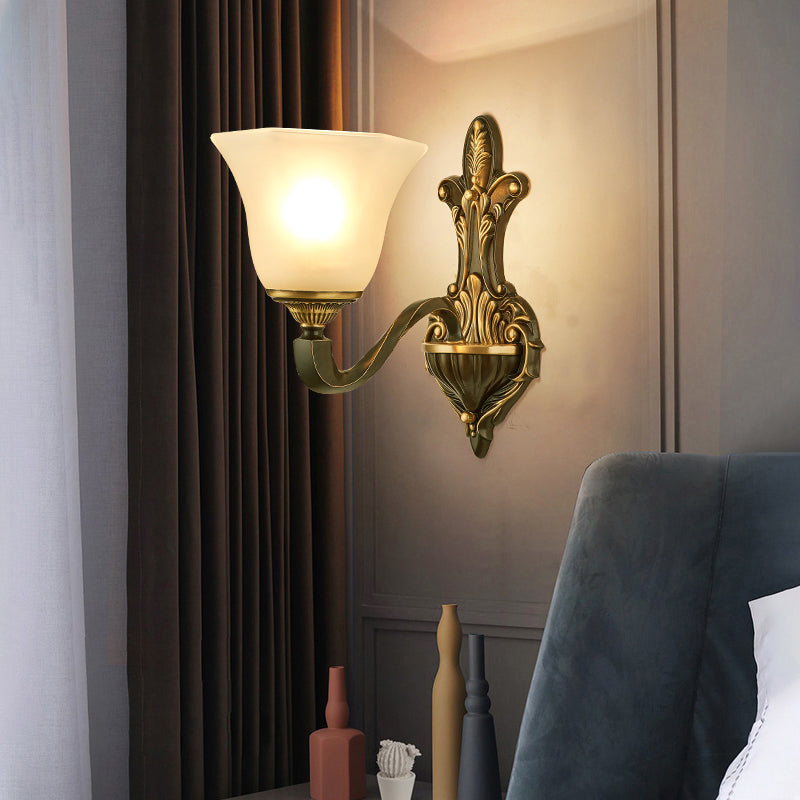 Frost Glass White Sconce Light Fixture Bell Shade Traditional Wall Lighting Ideas