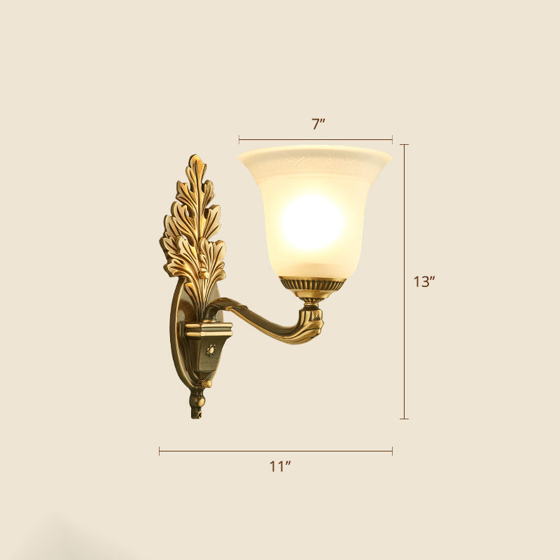 Frost Glass White Sconce Light Fixture Bell Shade Traditional Wall Lighting Ideas