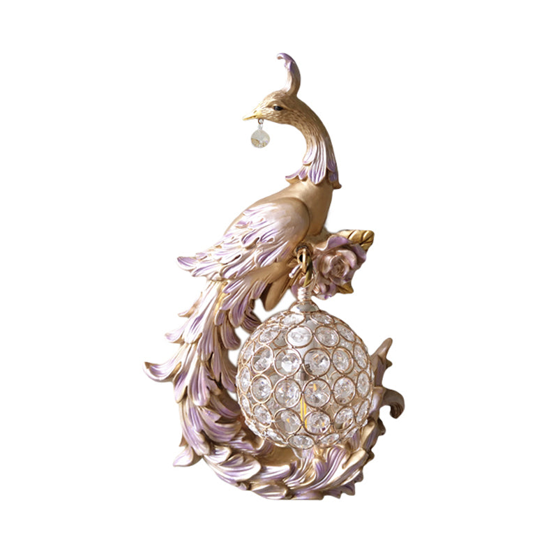 1 leichte Pfau in Richtung links/rechts Leuchten Licht Retro weiß/blau/lila Harzwandmontagel Licht mit Globe Schatten