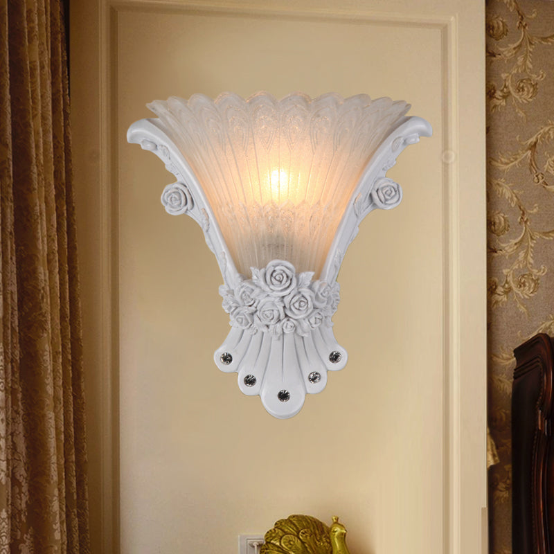 Fleur de verre blanc applique lampe minimaliste 1 claire légère clairs à chevet clair avec base argentée / blanc / abricot en résine