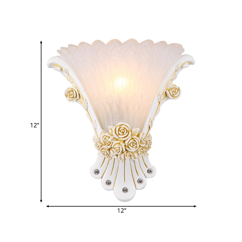 Fleur de verre blanc applique lampe minimaliste 1 claire légère clairs à chevet clair avec base argentée / blanc / abricot en résine