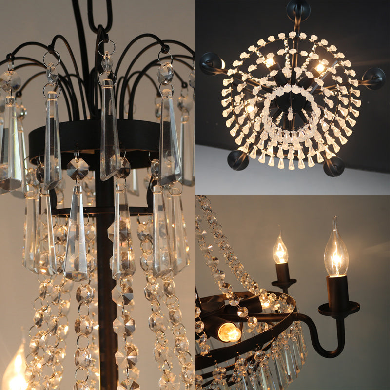5 luces Luz de la lámpara del imperio de cristal de la sala de estar de la sala de estar de bombilla expuesta en la sala de estar de la sala de estar.