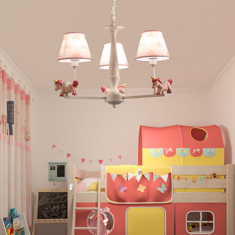 Imprimer tissu conical light light kids style rose lustre luminaire luminaire avec licorn déco
