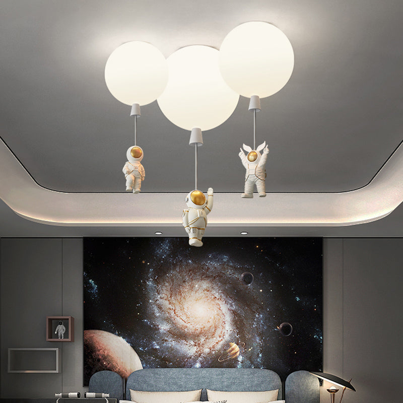 Lampada creativa per montaggio a soffitto con palloncino, gel di silice, 1 lampadina, luce da incasso per camera da letto, con decorazione astronauta