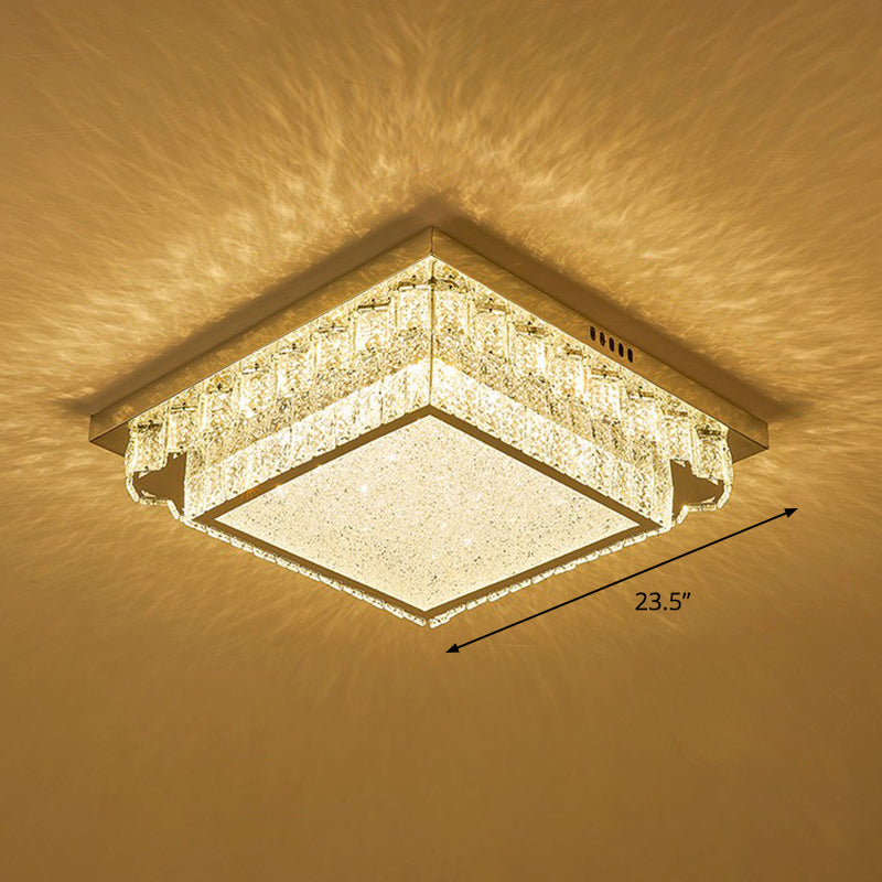 Clear Geometric Shaped Flush Light Simple Beveled Cut Crystal Led Surface Mount Ceiling Light