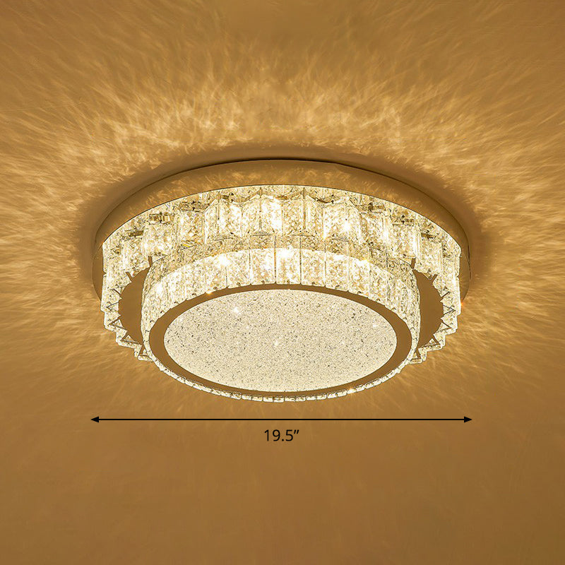 Clear Geometric Shaped Flush Light Simple Beveled Cut Crystal Led Surface Mount Ceiling Light