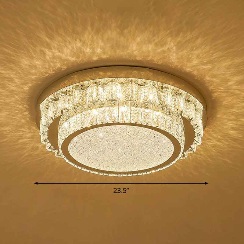 Clear Geometric Shaped Flush Light Simple Beveled Cut Crystal Led Surface Mount Ceiling Light
