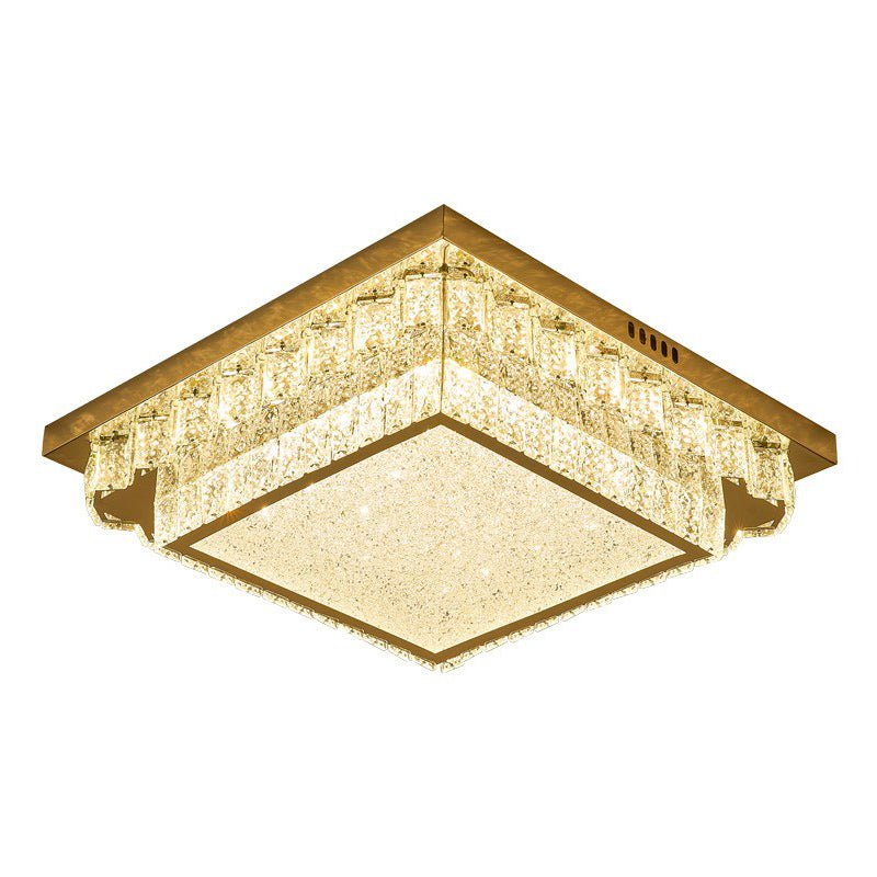 Clear Geometric Shaped Flush Light Simple Beveled Cut Crystal Led Surface Mount Ceiling Light
