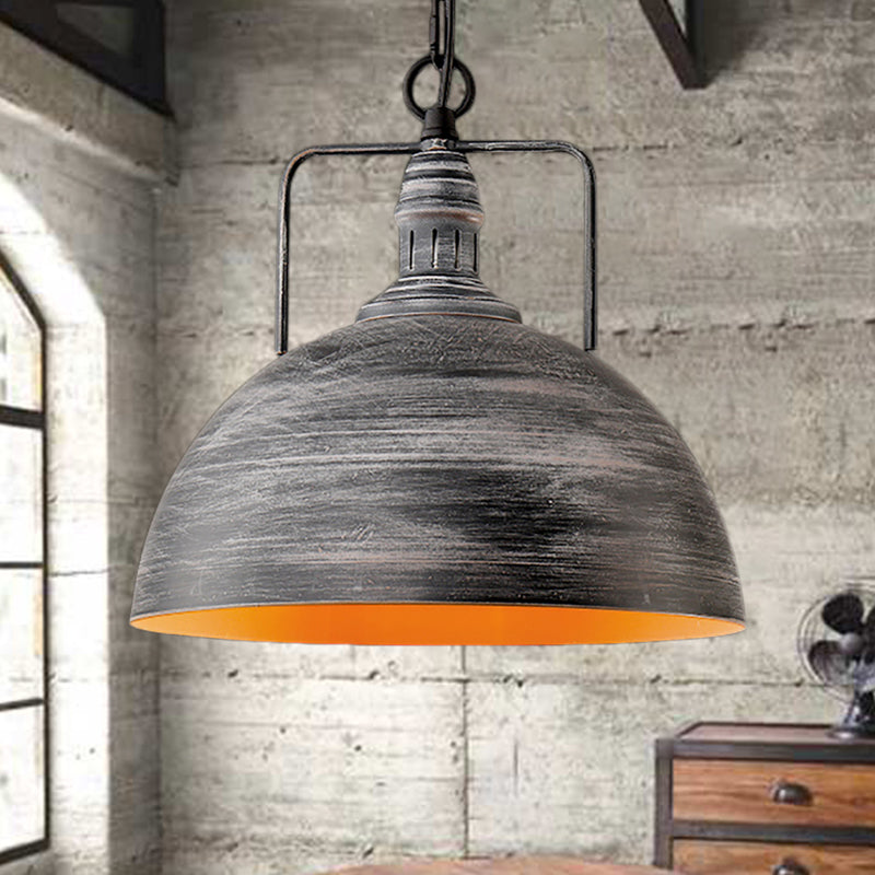 Gealtert silbergekoßene Anhängerlampe Industrial Metall 1 Leichtes Esstisch hängende Licht, 12 "/16" Breite