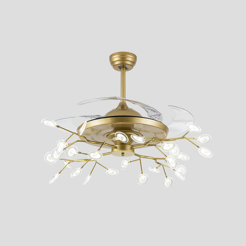 42 "breites Feuerfly -Anhänger -Lüfterlampe Moderner Metall -Esszimmer Halbflush Mount Deckenleuchte