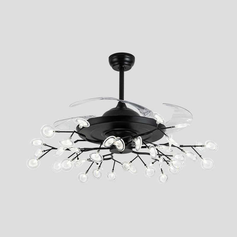 42 "breites Feuerfly -Anhänger -Lüfterlampe Moderner Metall -Esszimmer Halbflush Mount Deckenleuchte