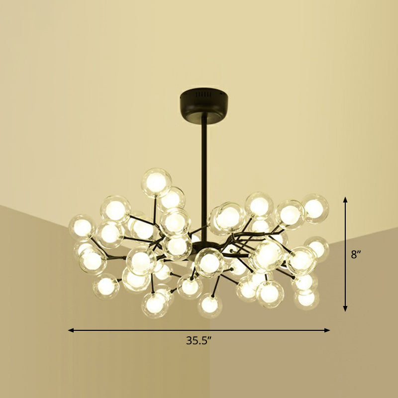 Fireflies Living Room Ceiling Hang Light Metal Minimalistic LED Chandelier in Black