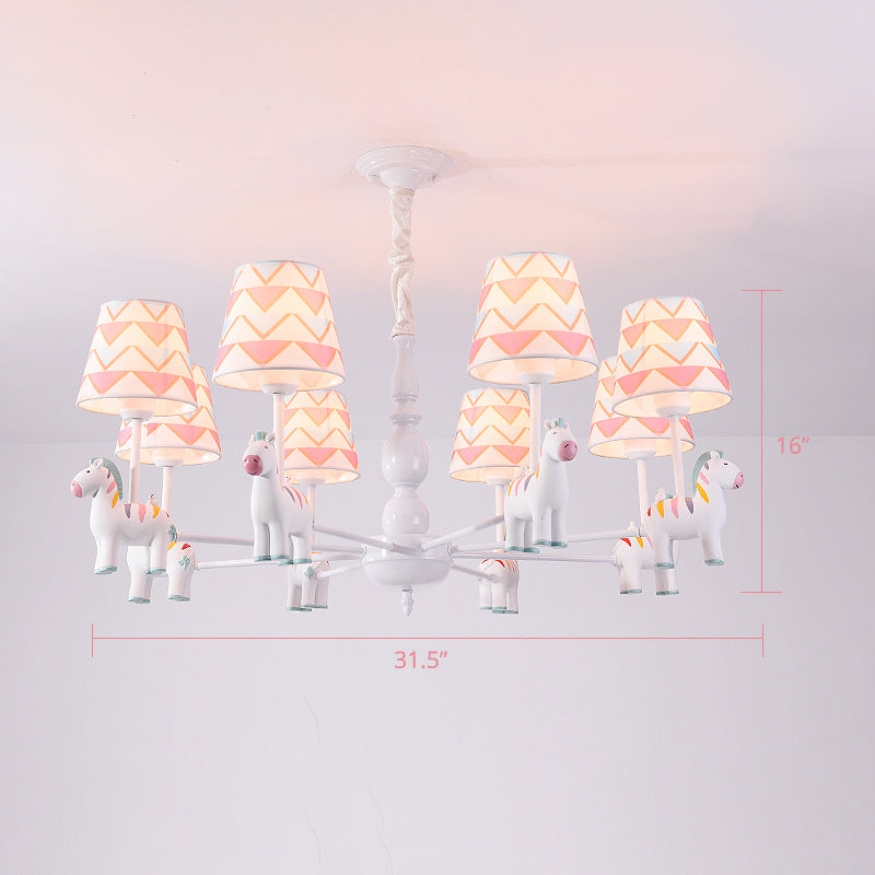 Resin Animal Hanging Ceiling Light Cartoon White Finish Chandelier with Empire Shade