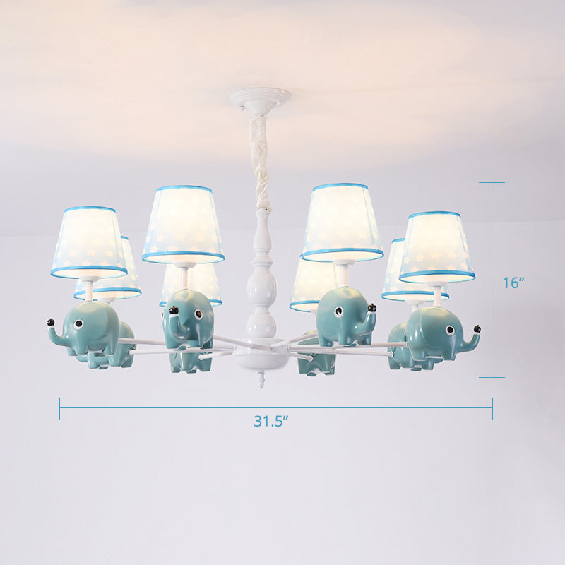 Resin Animal Hanging Ceiling Light Cartoon White Finish Chandelier with Empire Shade