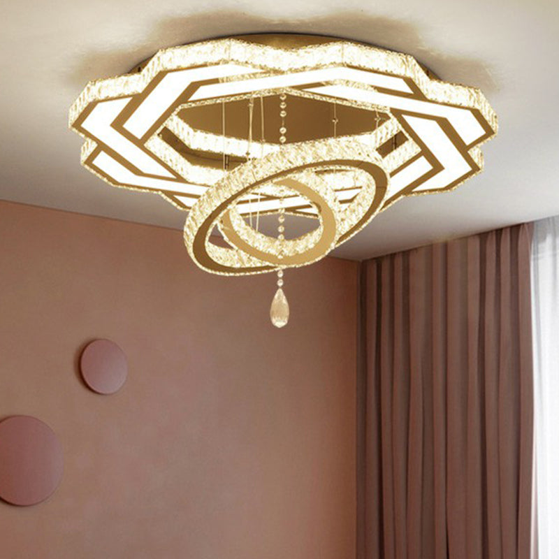 Minimalistische cirkelvormige LED spoeling Licht helder kristal woonkamer semi -spoelbevestiging plafond armatuur