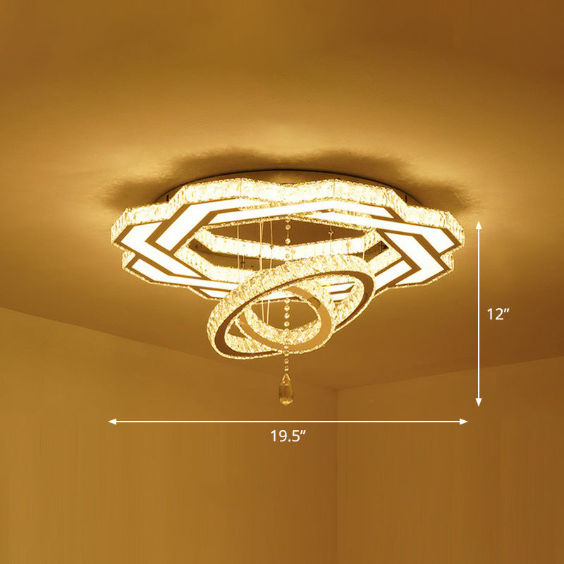 Minimalistische cirkelvormige LED spoeling Licht helder kristal woonkamer semi -spoelbevestiging plafond armatuur