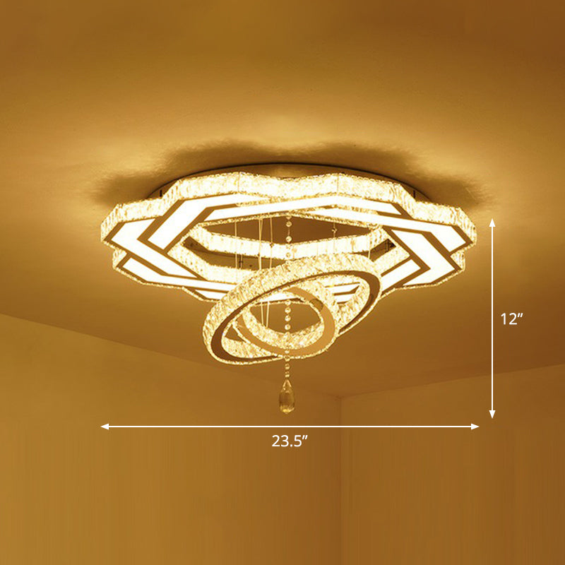 Minimalistische cirkelvormige LED spoeling Licht helder kristal woonkamer semi -spoelbevestiging plafond armatuur