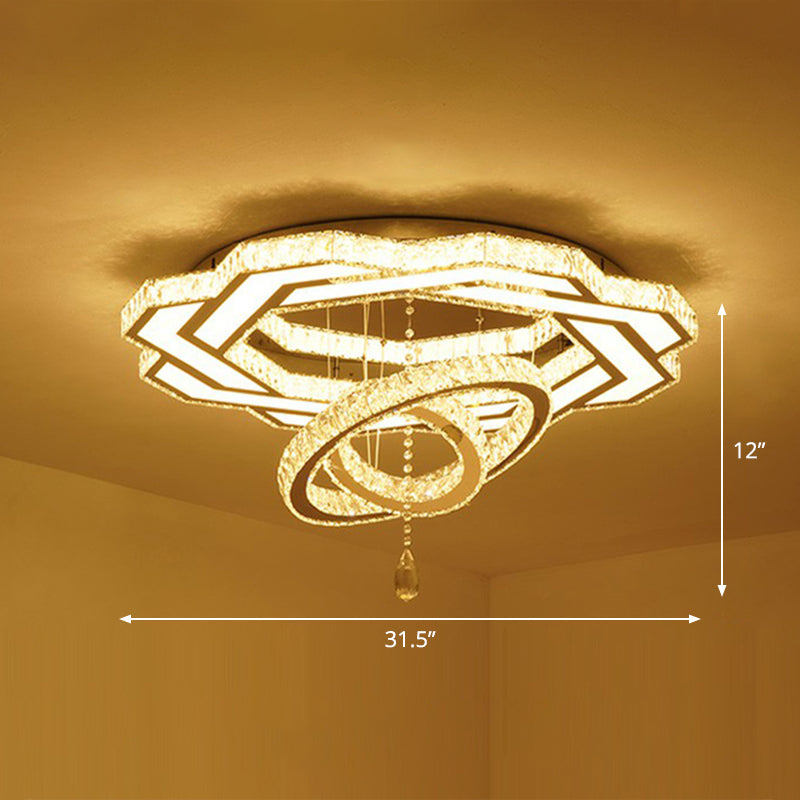 Minimalistische cirkelvormige LED spoeling Licht helder kristal woonkamer semi -spoelbevestiging plafond armatuur