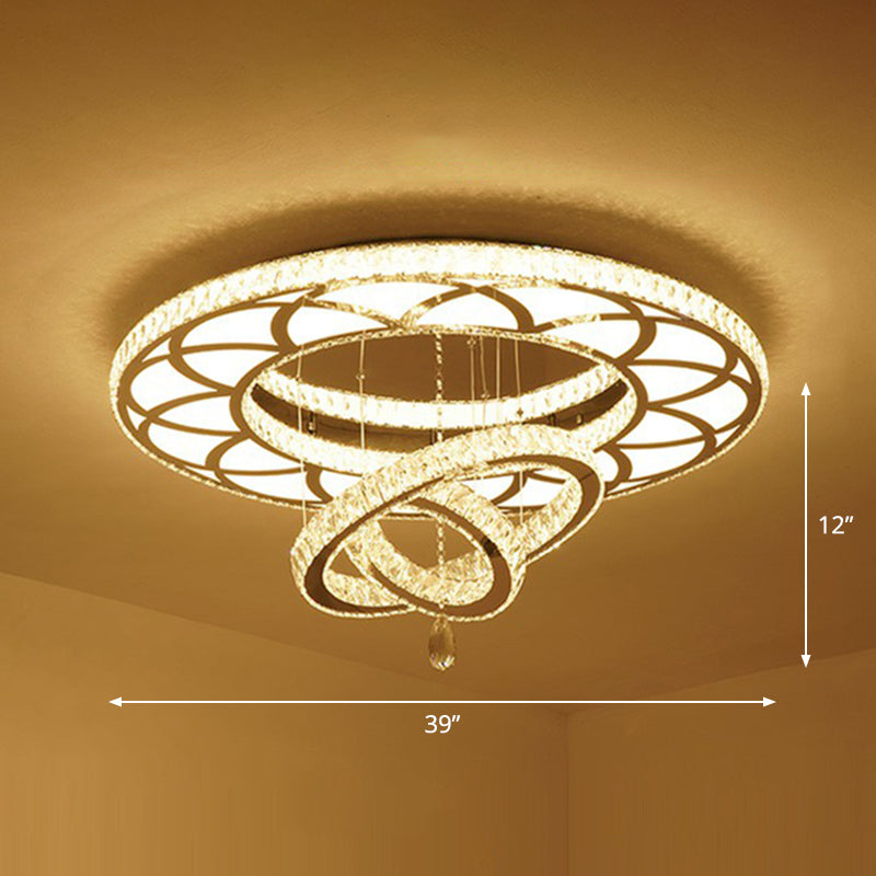 Minimalistische cirkelvormige LED spoeling Licht helder kristal woonkamer semi -spoelbevestiging plafond armatuur