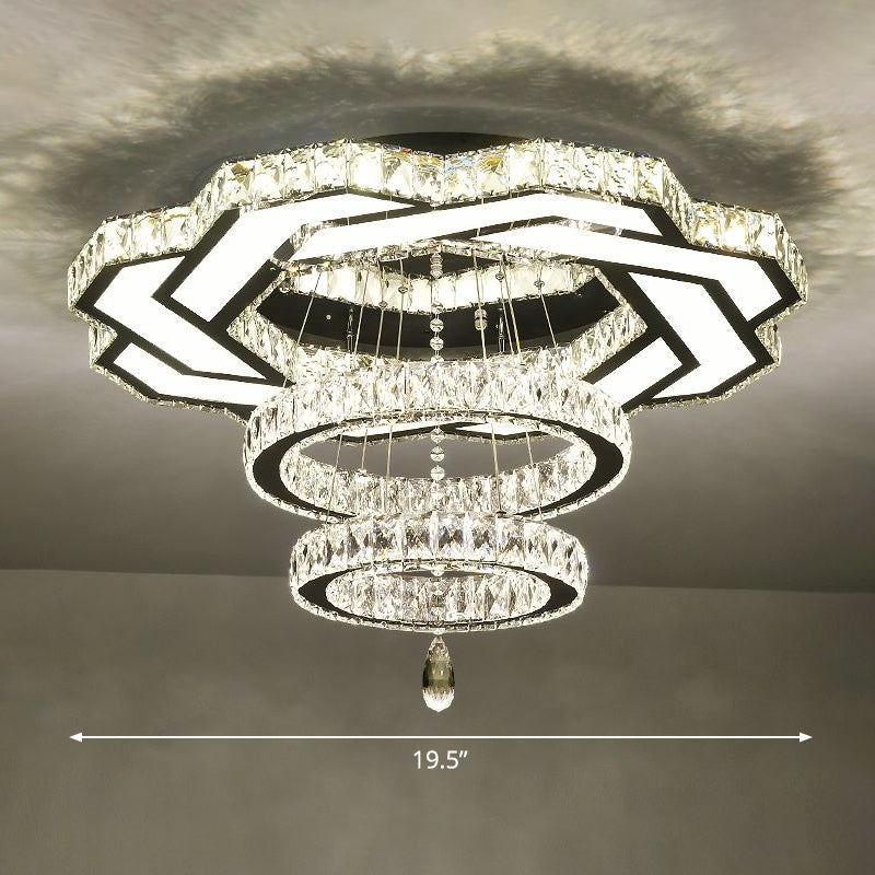 Halo Ring Dining Room Semi Mount Lighting Clear Crystal Minimalist Ceiling Mounted Light