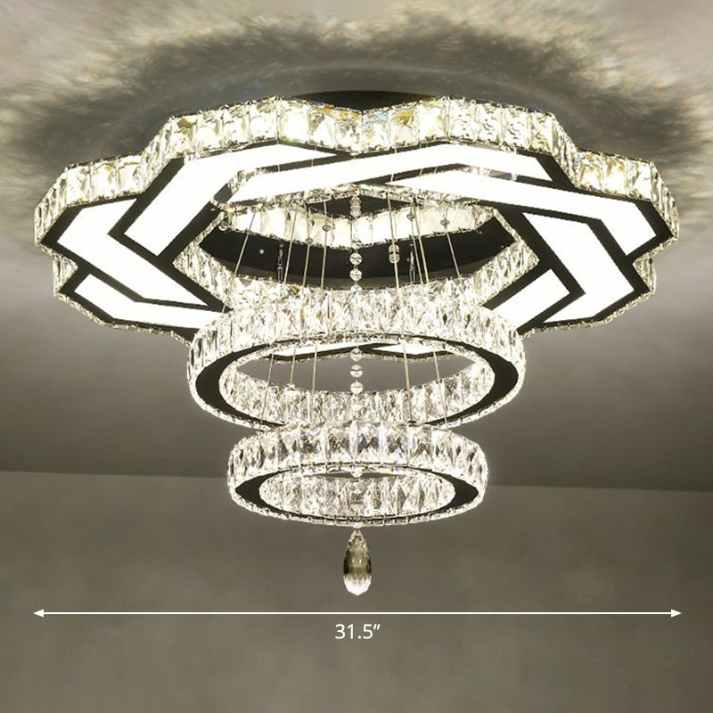 Halo Ring Dining Room Semi Mount Lighting Clear Crystal Minimalist Ceiling Mounted Light