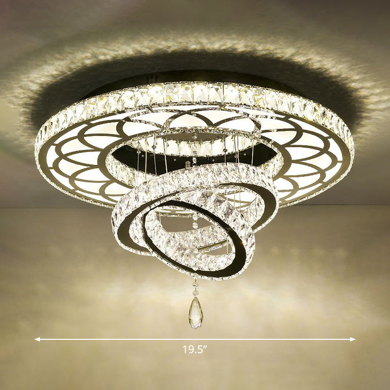 Halo Ring Dining Room Semi Mount Lighting Clear Crystal Minimalist Ceiling Mounted Light