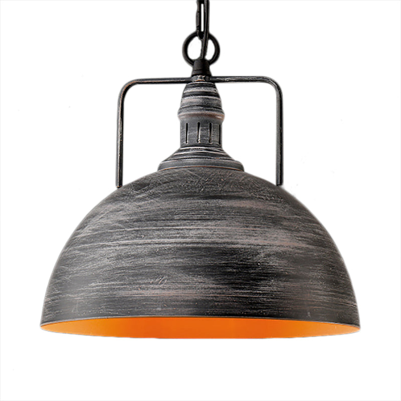 Gealtert silbergekoßene Anhängerlampe Industrial Metall 1 Leichtes Esstisch hängende Licht, 12 "/16" Breite