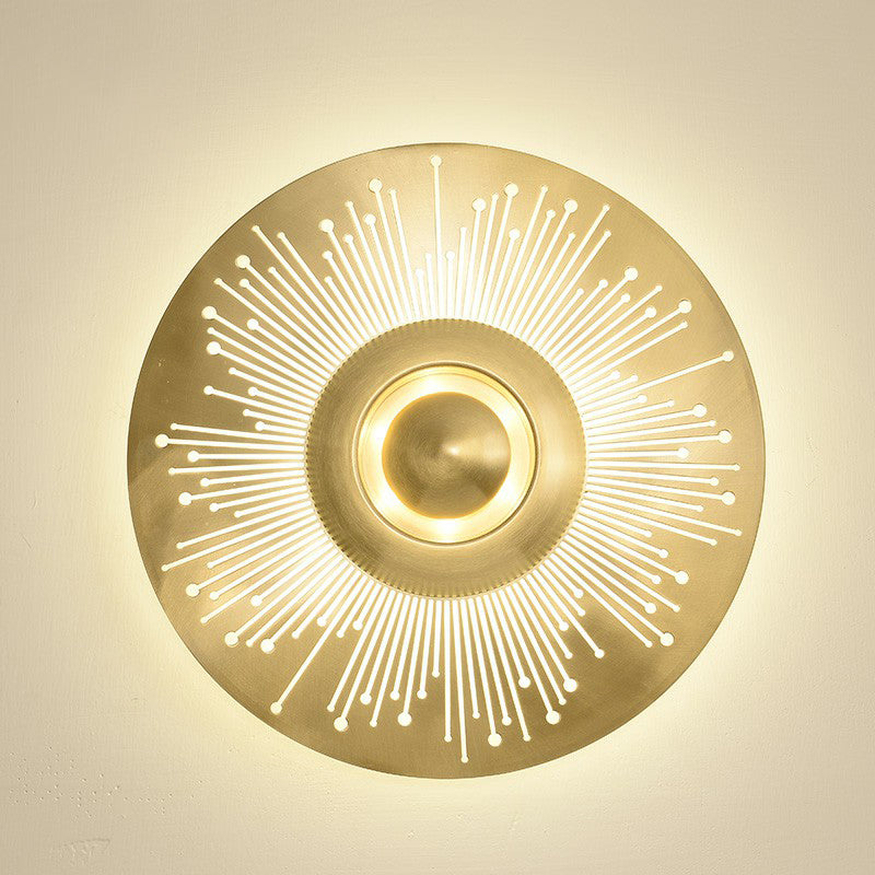 Brass Disc Wall Sconce Lighting Postmodern 1-Bulb Metal Wall Mounted Light for Bedroom