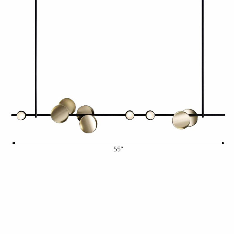Postmodern Creative Circles Pendant Light Fixture Metal 6-Light Kitchen Linear Chandelier in Bronze