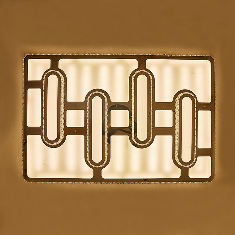 Plafonnier rectangulaire en cristal K9 à facettes, luminaire encastré à LED clair et minimaliste pour salon