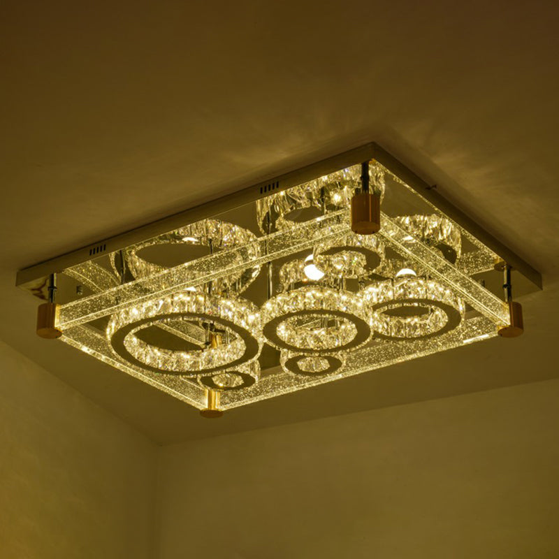 Lampe encastrée LED rectangulaire transparente lampe encastrée de plafond en cristal moderniste